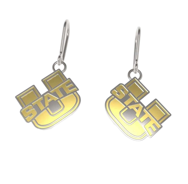 U-State Dangle Earrings Two Tone Silver and Gold